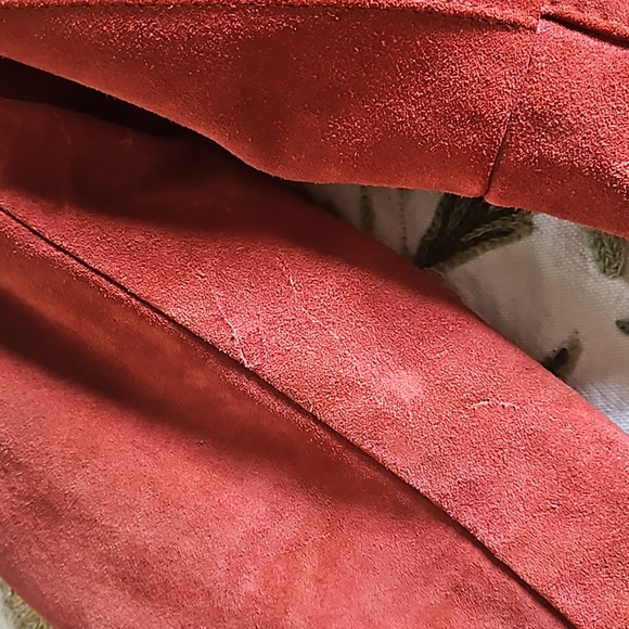 VTG Suede Leather Orange Fur Sherpa Belted Penny Lane jacket - Picture 8 of 13